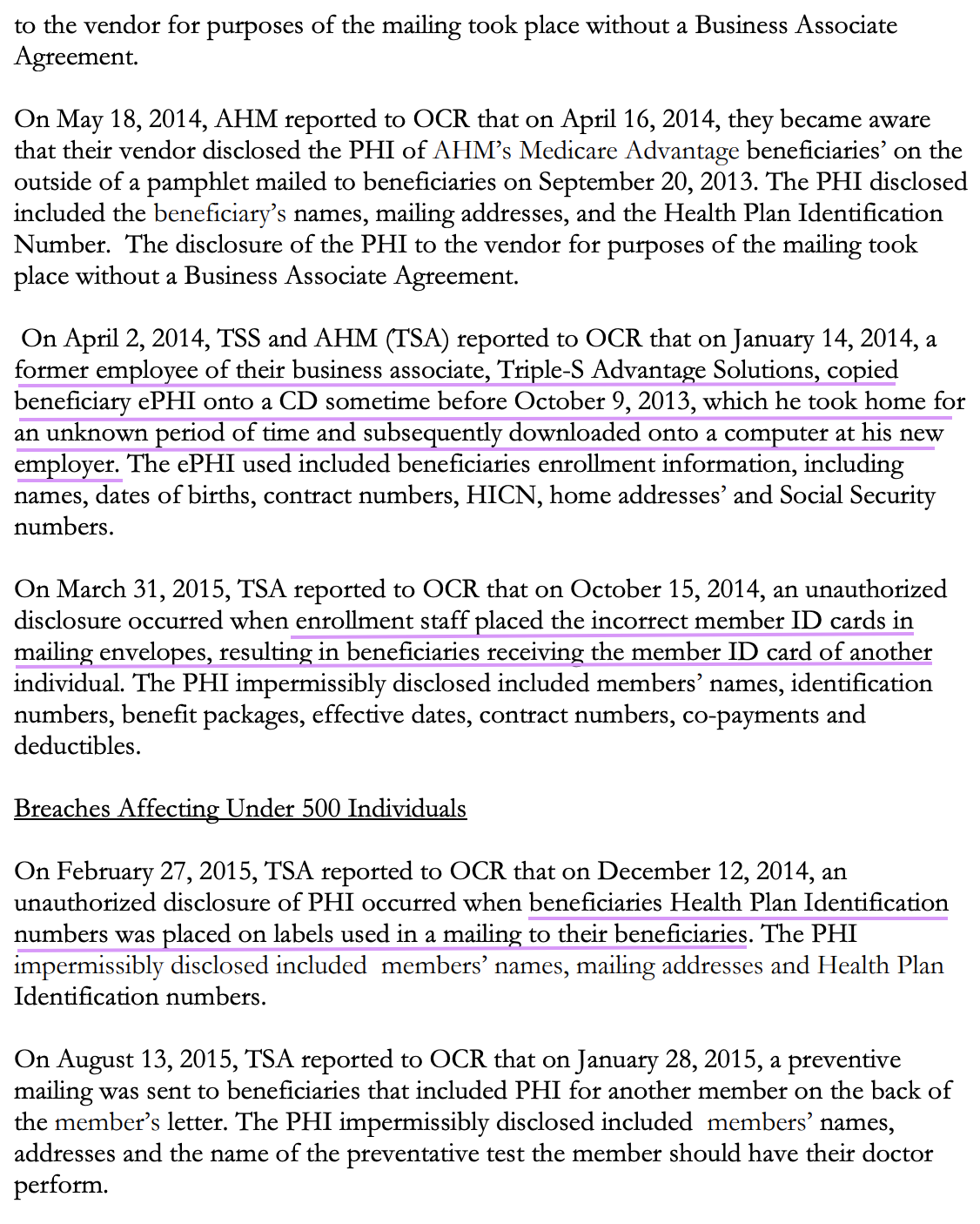 screenshot of case documents