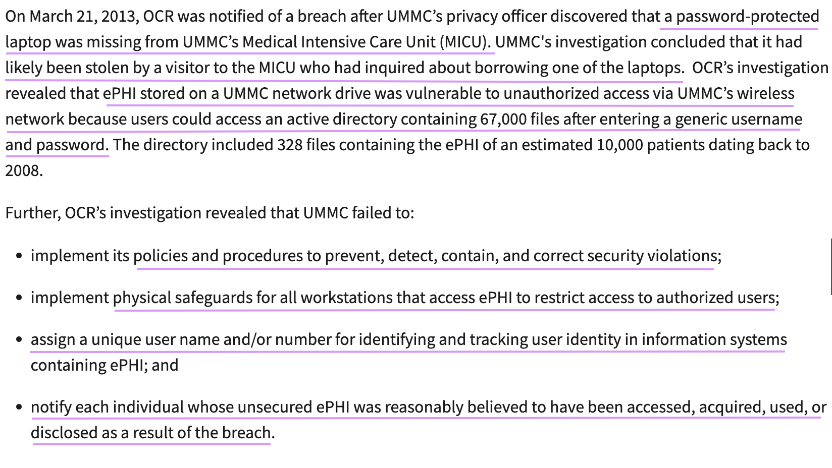 screenshot of case documents