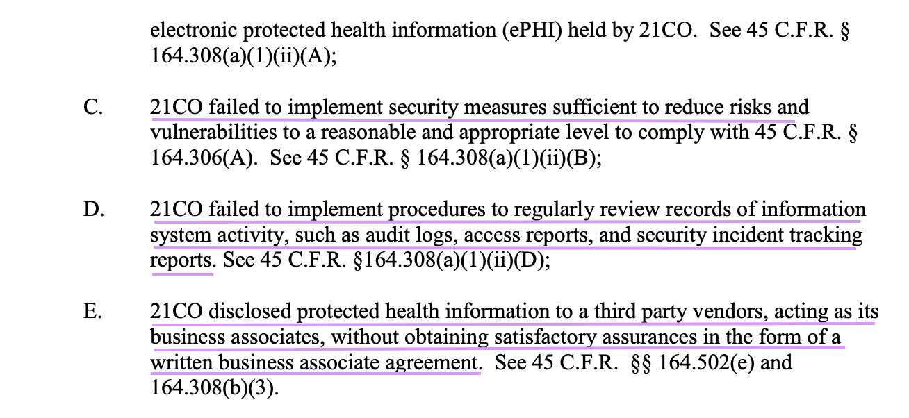 screenshot of case documents