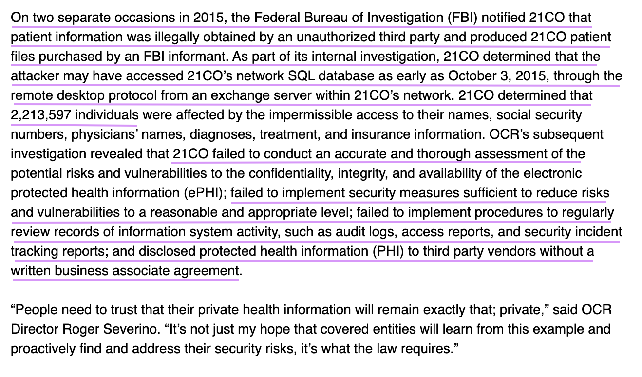 screenshot of case documents