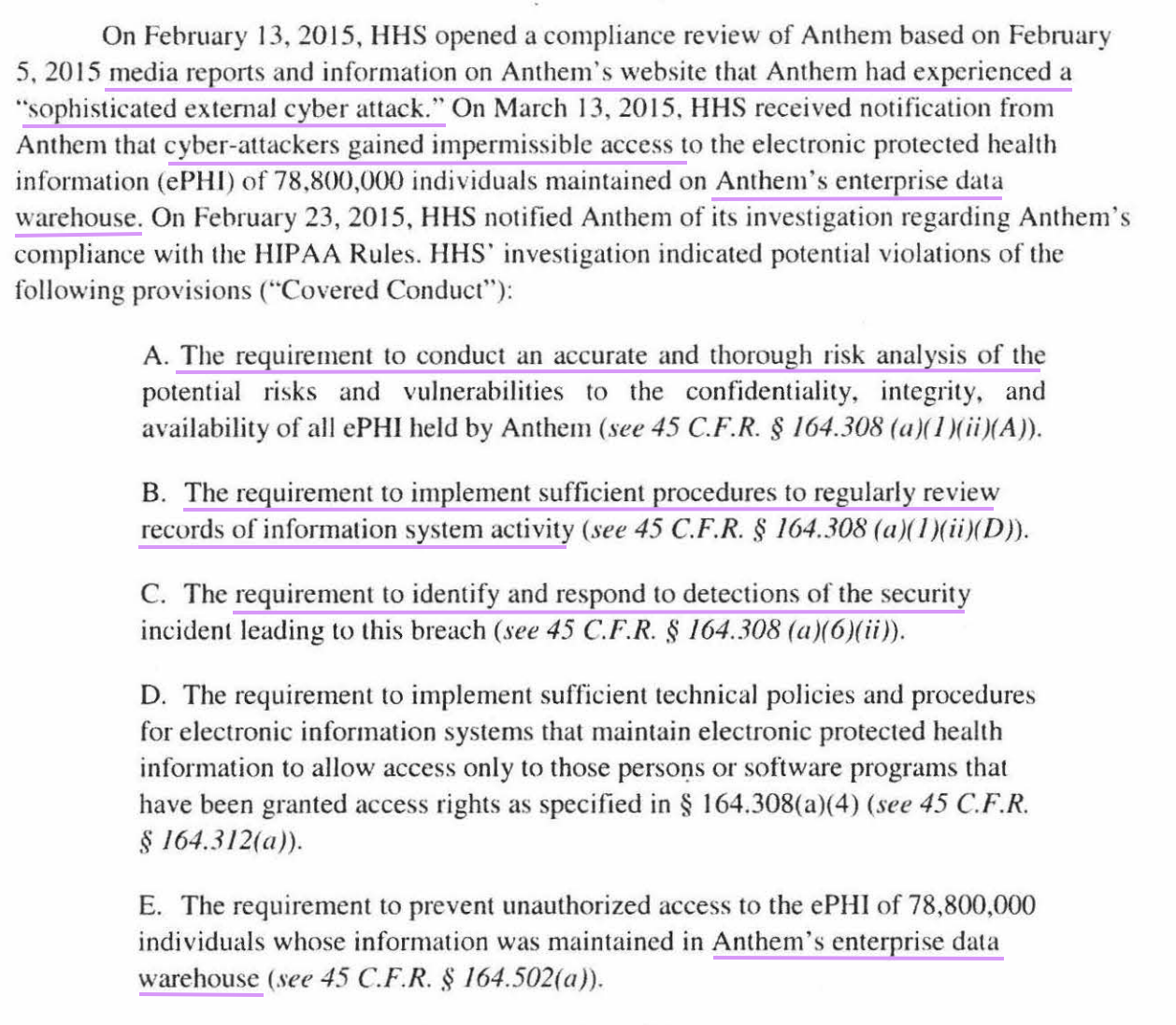 screenshot of case documents