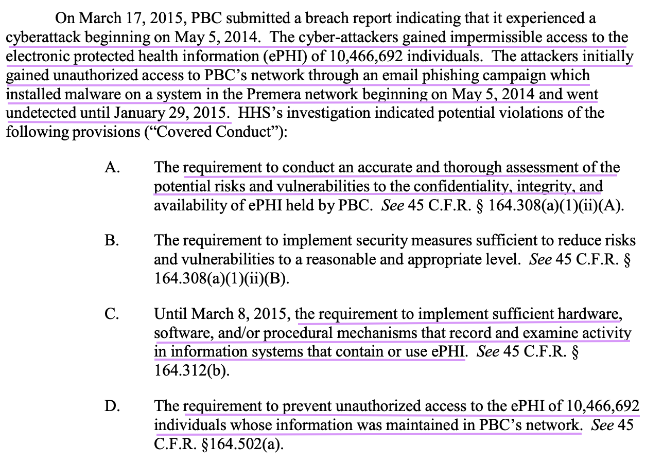 screenshot of case documents