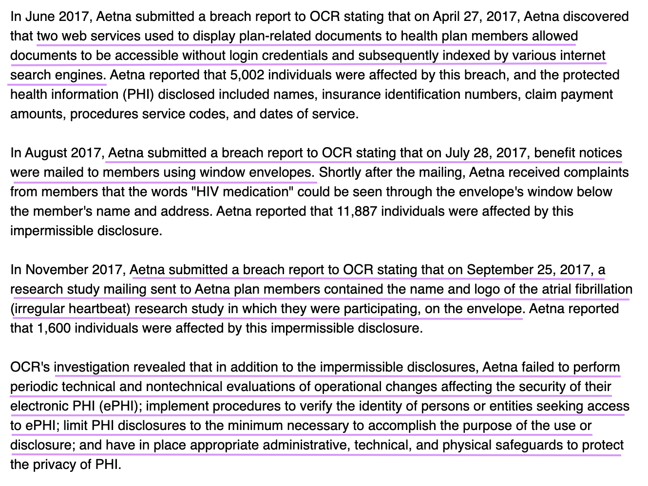 screenshot of case documents