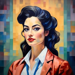 AI painting of a prefessional woman who works in a medical office in neo classical style